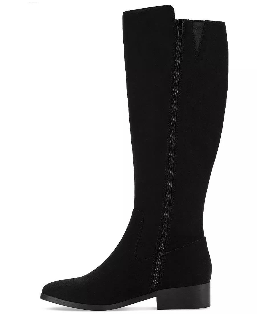 Style & Co Charmanee Tall Boots 8.5 Black Microfiber Fabric Zip NIB msrp$79.90