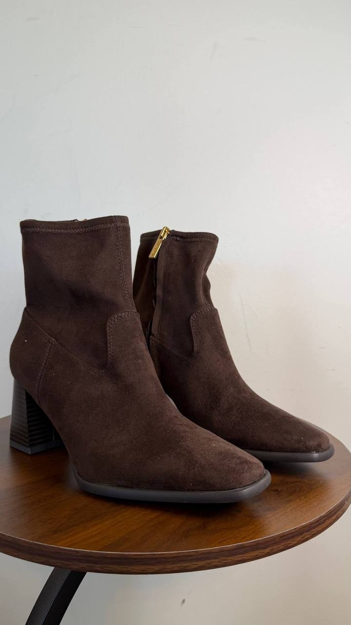 Anne Klein Paidge Block Heel Dress Booties Dark Brown 6.5M Man‑Made $119 NWB