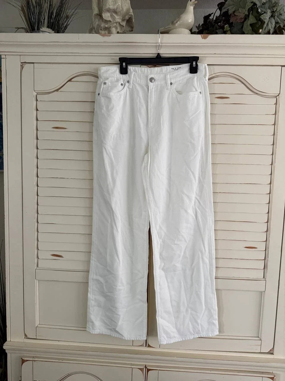rag & bone Featherweight Logan Wide-Leg Jeans – Optic White, Size 29