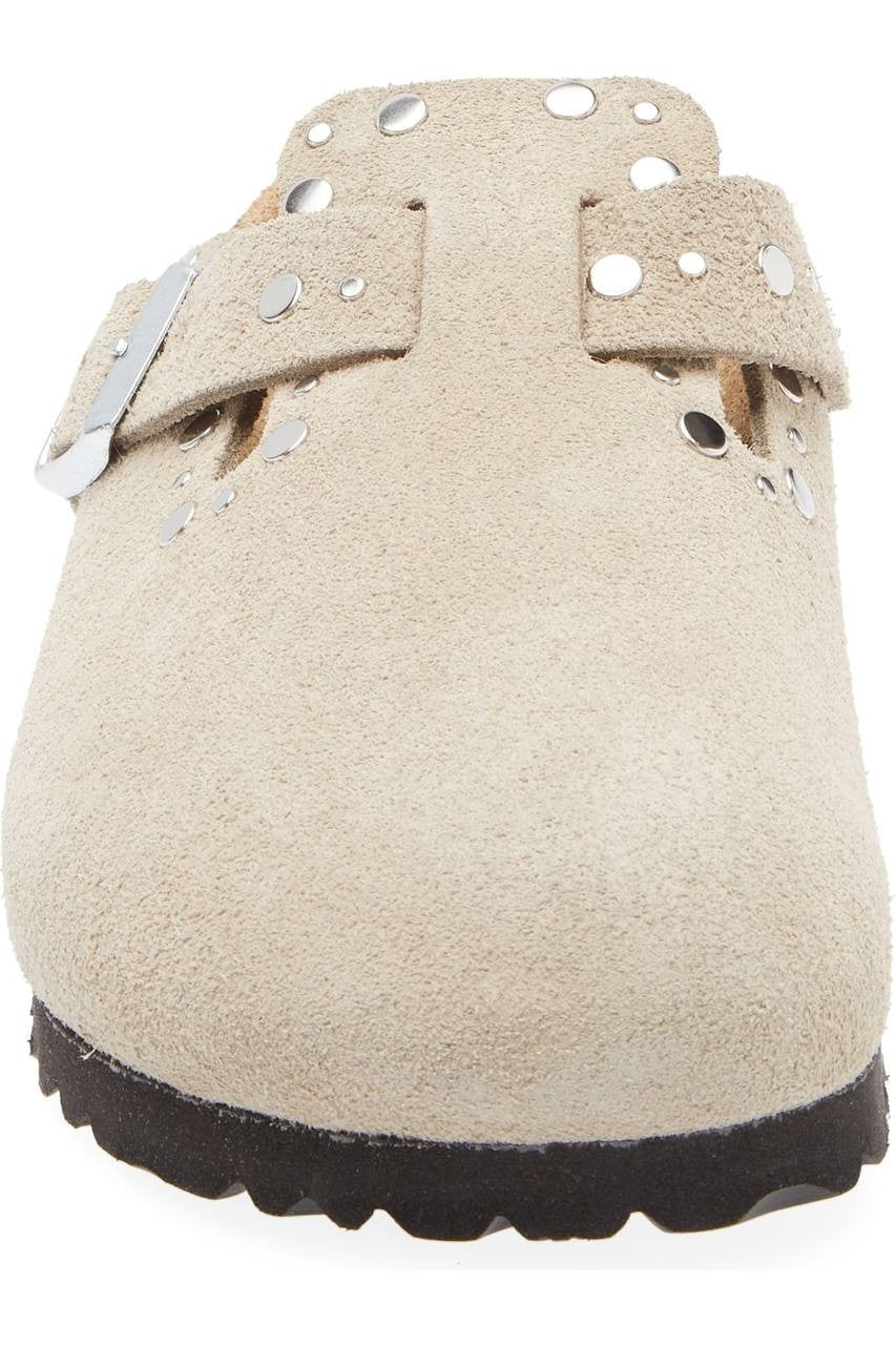 Birkenstock  Boston  Rivets  Clog  Taupe  Suede  6M  New  With  Box  $175