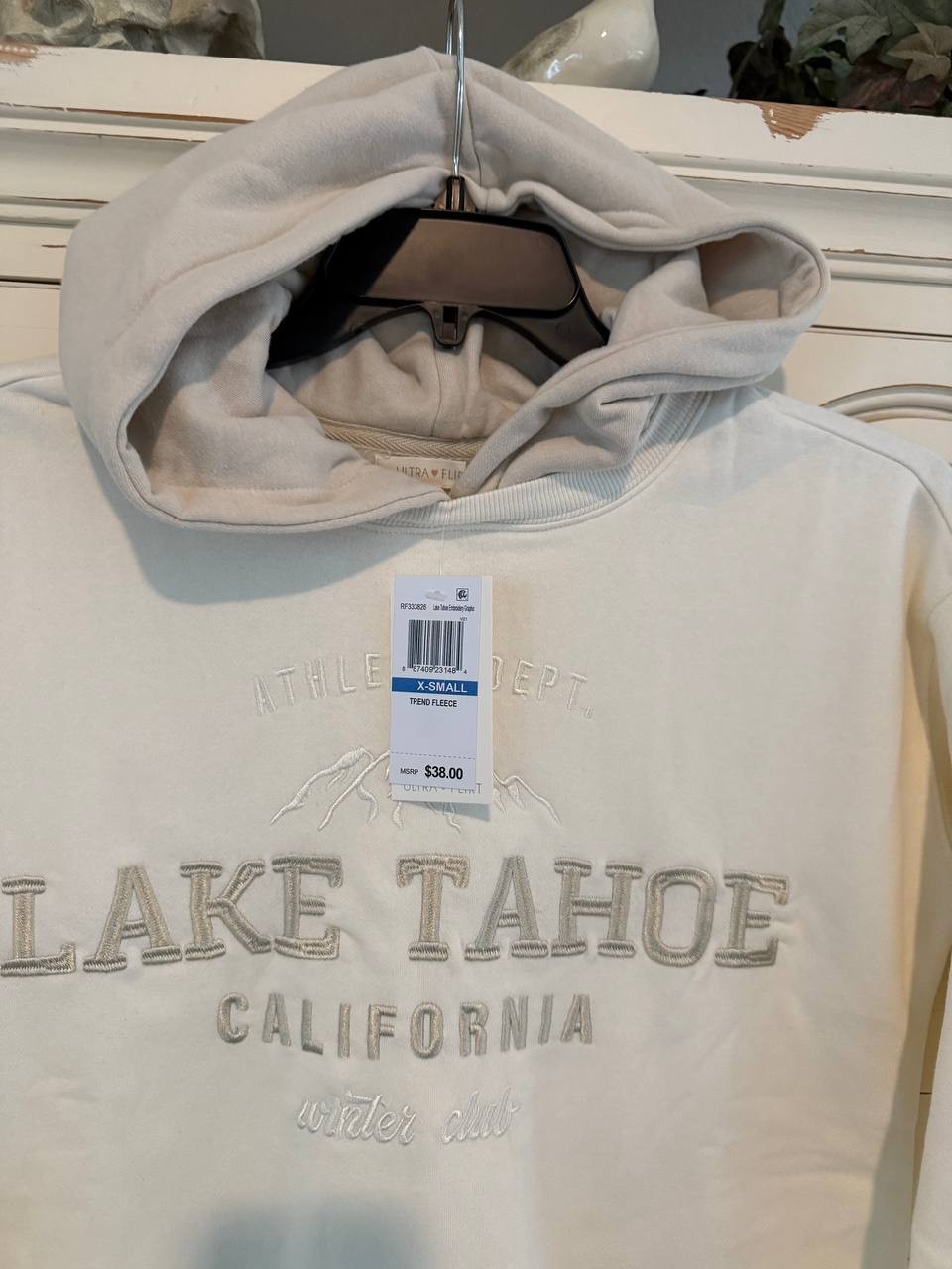 Ultra Flirt Lake Tahoe Pullover Hoodie Sweatshirt Juniors, Beige Gardenia S