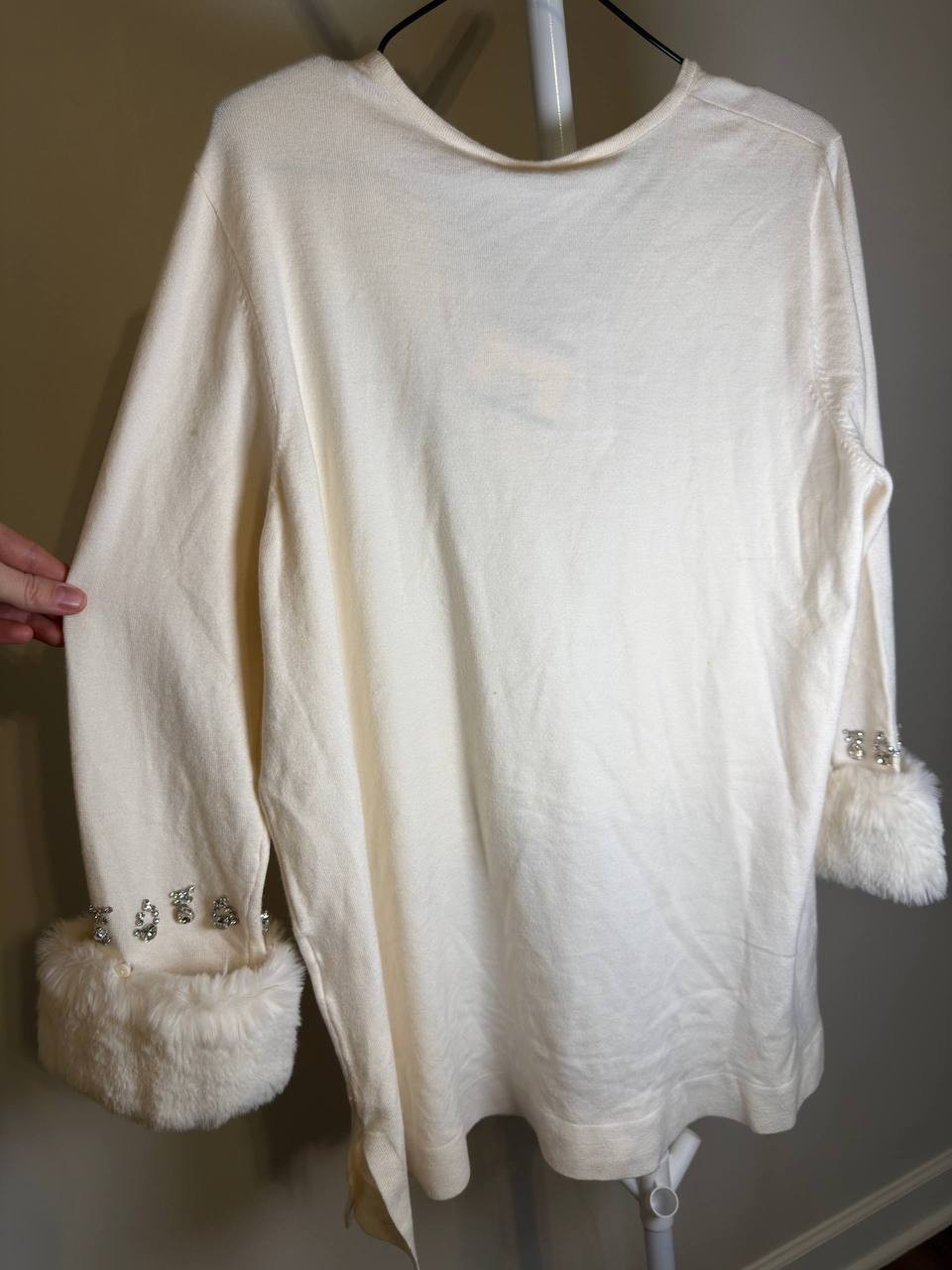 Anne Klein Embellished Sweater – L – White – NWT – $129