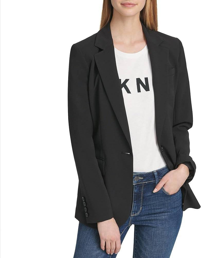 DKNY Foundation Long Sleeve Blazer Jacket – Black – Size 12 – NWT