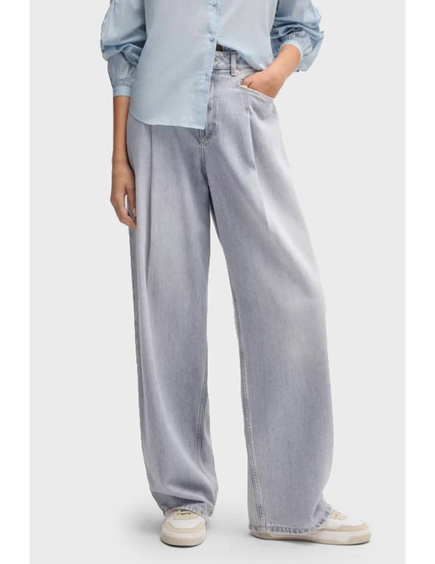 BOSS Orange Slouchy Pleated Wide‑Leg Denim Pants Charcoal 31 NWT $198