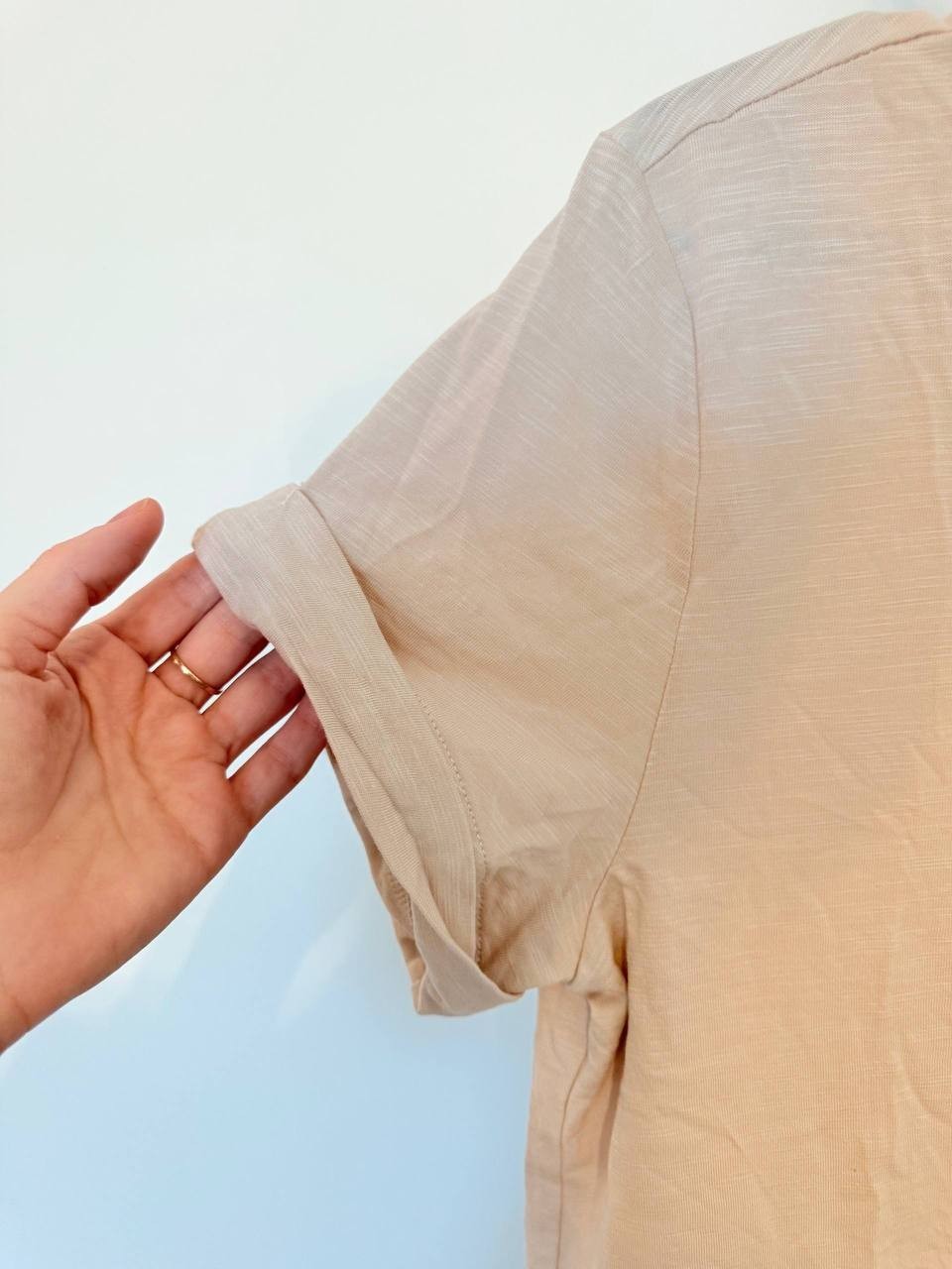 Sanctuary Perfect Roll‑Sleeve Cotton T‑Shirt – Beige – Size M – NWT – $49