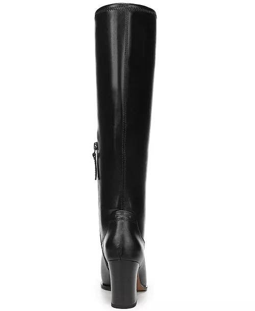 Franco Sarto Jonie Square Toe Zip Tall Boots Black 7.5M Leather $225 NWB