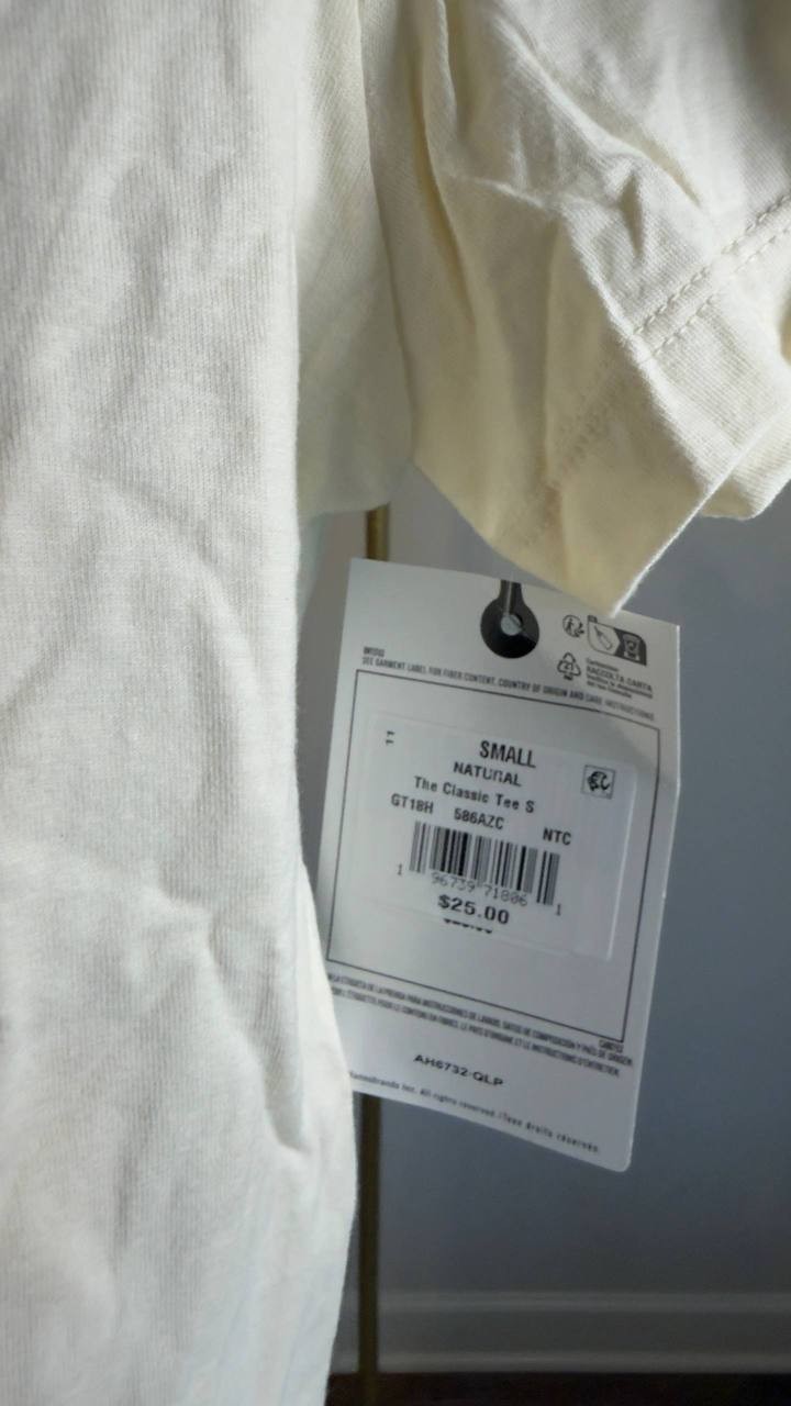 Champion Classic Cotton Crewneck Logo Short‑Sleeve T‑Shirt Natural S NWT $25