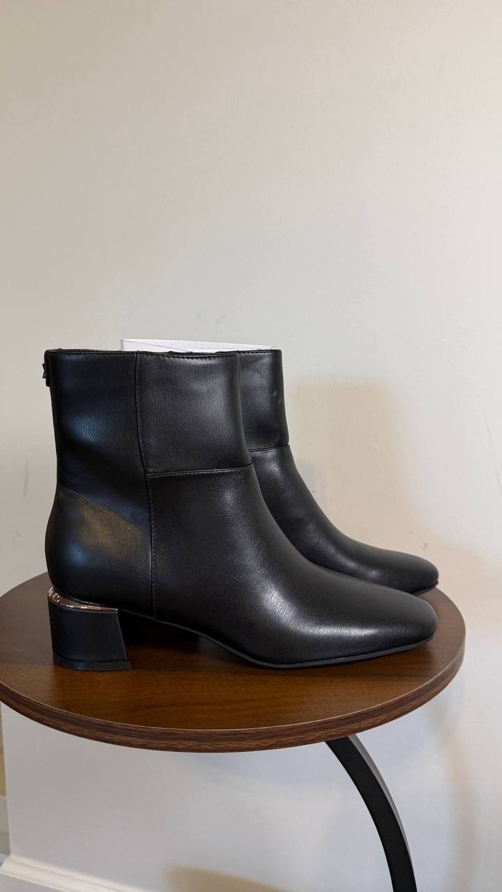 Calvin Klein Parry Booties 6M Black Man‑Made Square Toe Block Heel NIB msrp$129