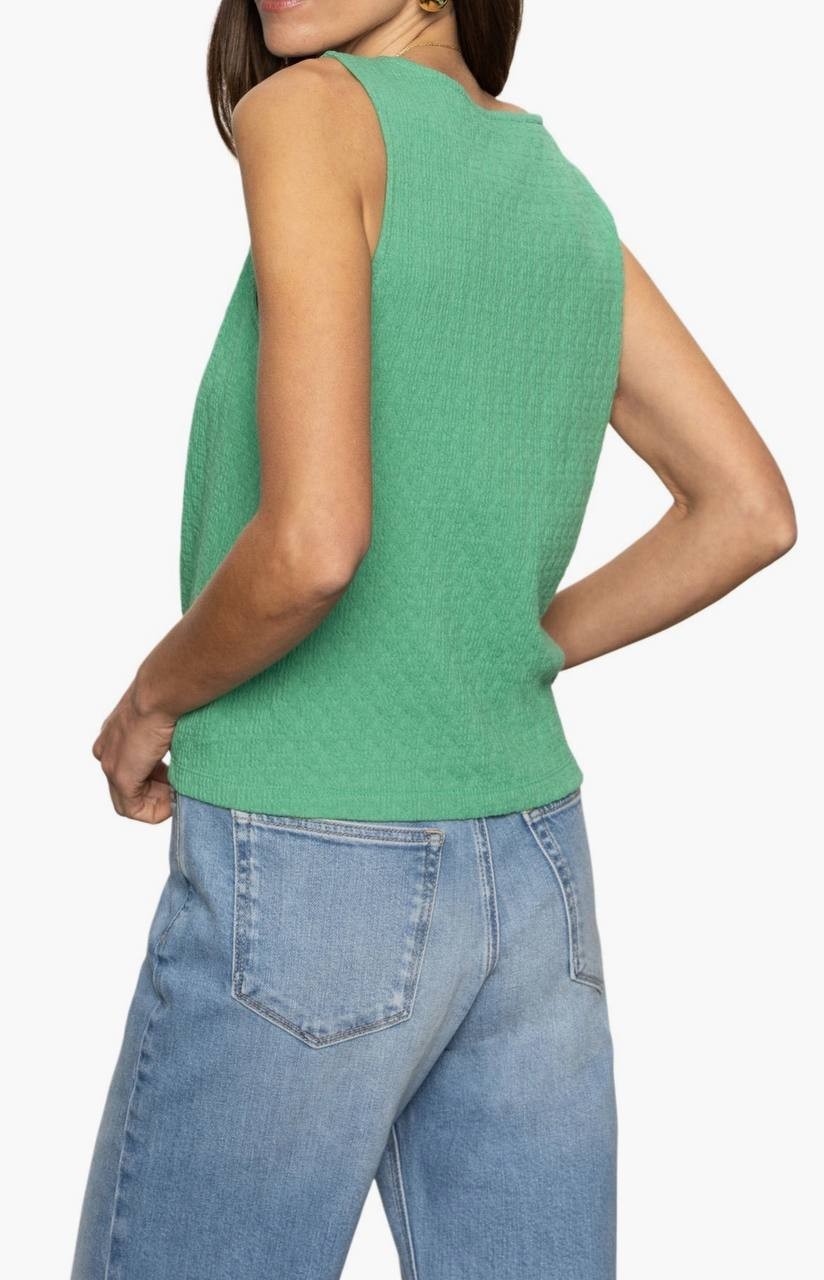 Sanctuary Vacation Textured Tie Front Tank M Green NWT $49