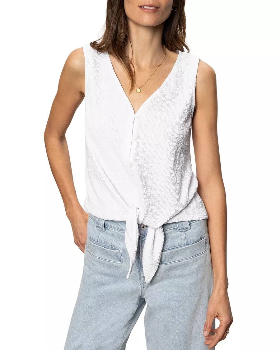 Sanctuary Vacation Tie Shell Palm Top –White Palm Print – Size XL – NWOT