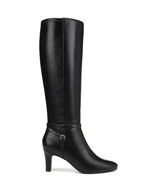 LifeStride Galant Wide Calf Zip Tall Dress Boots Black 8.5W Synthetic $129.99 NW