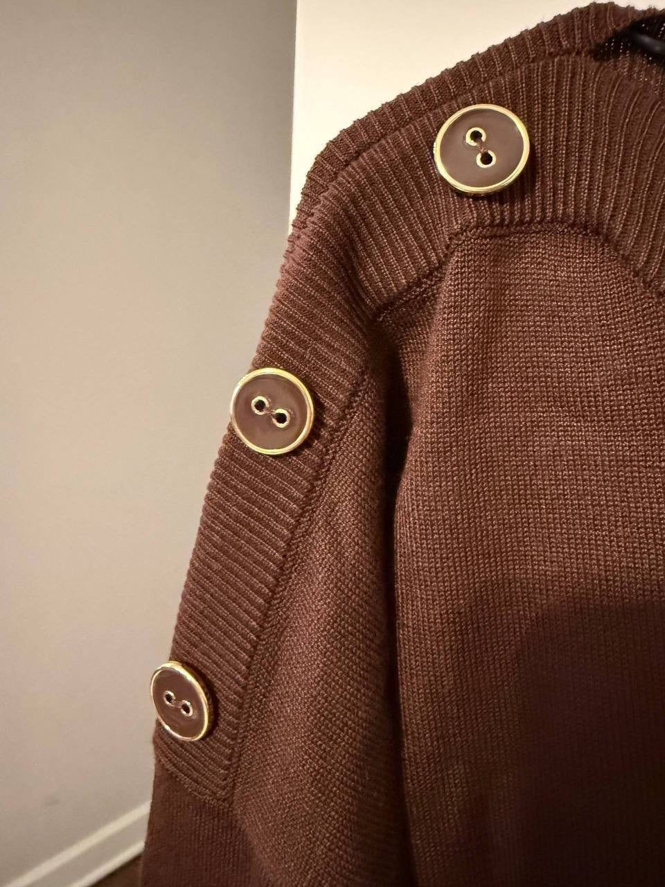 Melissa Paige Button‑Sleeve Boat‑Neck Sweater – Chicory Coffee – XL– NWT–$46.50
