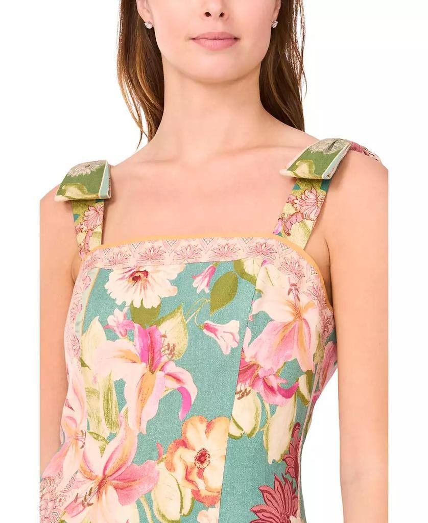 CeCe Sleeveless Square‑Neck Fit & Flare Dress Tropic Night L NWT $119