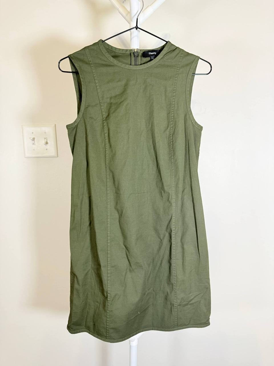 Theory Olive Green Sleeveless Shift Mini Dress – Size 0 – NWT-$172.50