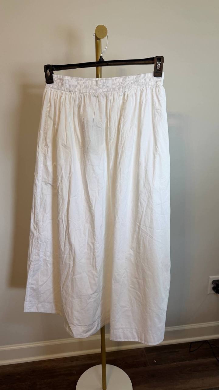 BOSS Vlondie White Maxi Skirt Size L NWT Elastic Waist Side Pockets