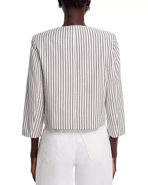 T Tahari Women’s Striped Button Front Cropped Jacket Size 10 NWT $148