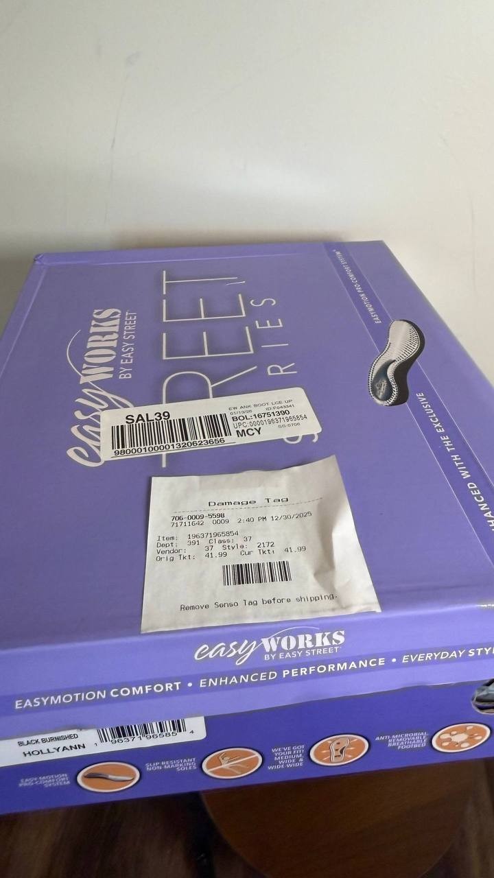 Easy Works Hollyann Boots 7.5W Black Faux Leather Slip‑Resistant NIB msrp$85.95