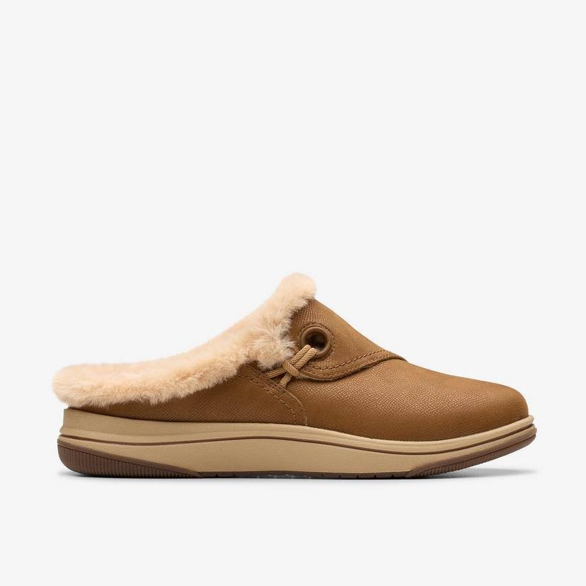 Clarks Dark Tan Textile Clogs/Mules 7.5M NIB MSRP $49.99