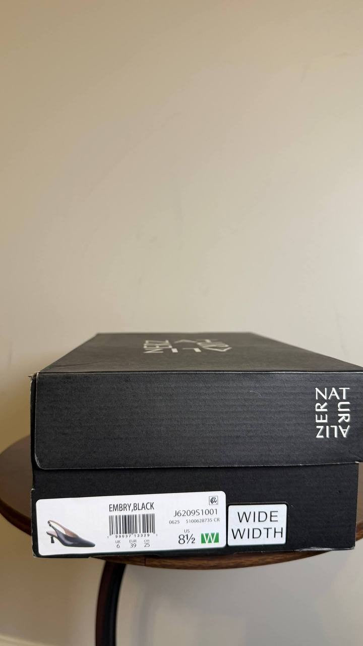 Naturalizer Black Synthetic Slingback Heels 8.5W NIB MSRP $109.99