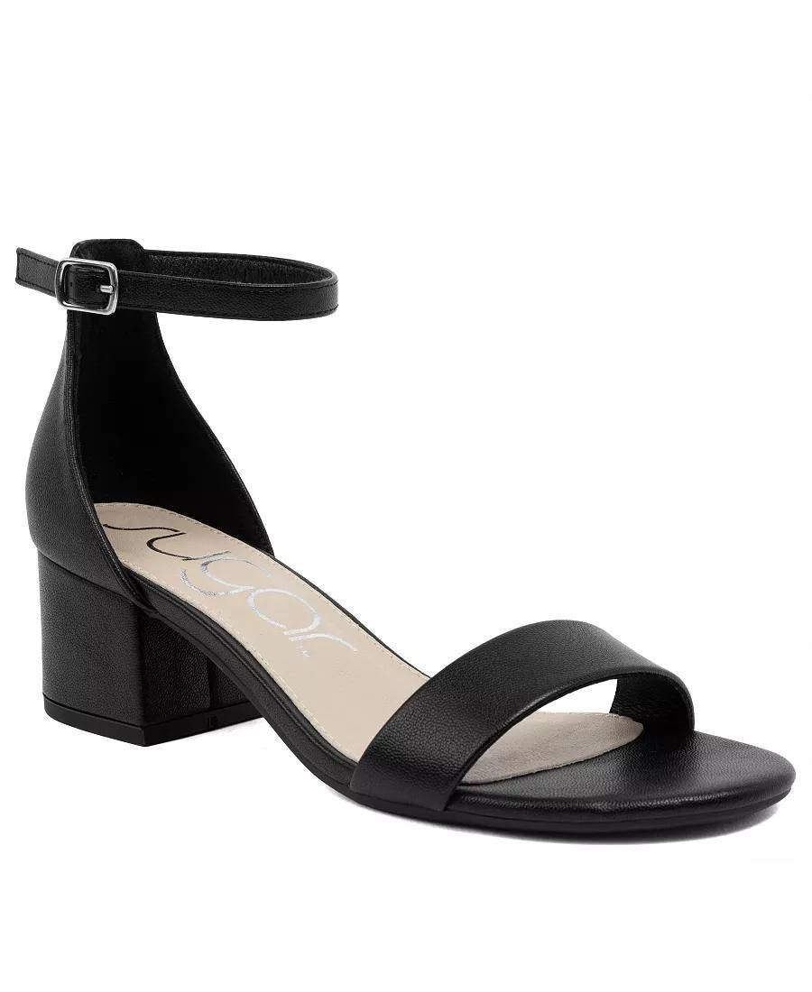 Sugar Noelle 7 Sandals 5M Black Low Block Heel Buckle Strap Dressy NIB msrp$59