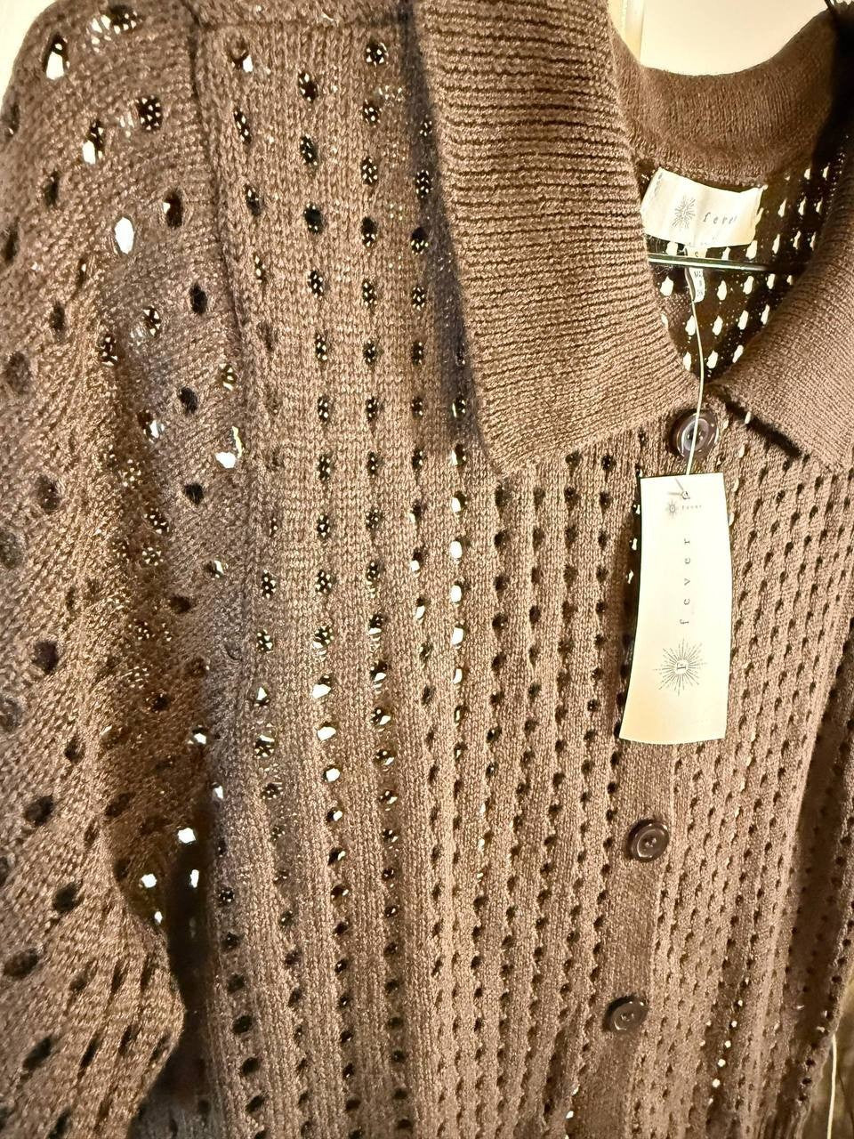 Fever Brown Collared Button Blouse – Size S – NWT – $68