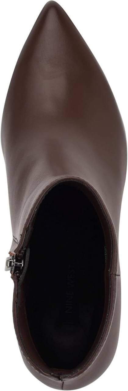 Nine West Maribu Booties 7.5M Dark Brown Leather Pointed Toe Zip NIB mrp$149