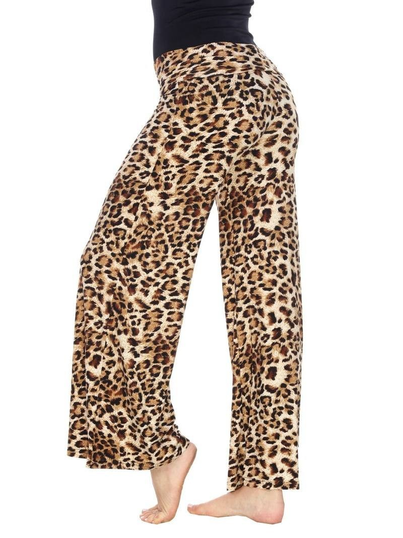 White Mark Women’s Cheetah Printed Palazzo Pants Brown Cheetah L NWOT $58