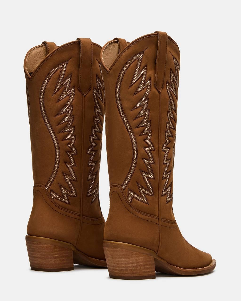 Steve  Madden  Albany  Stitch  Western  Boots  Cognac  Suede  9.5  New  $179