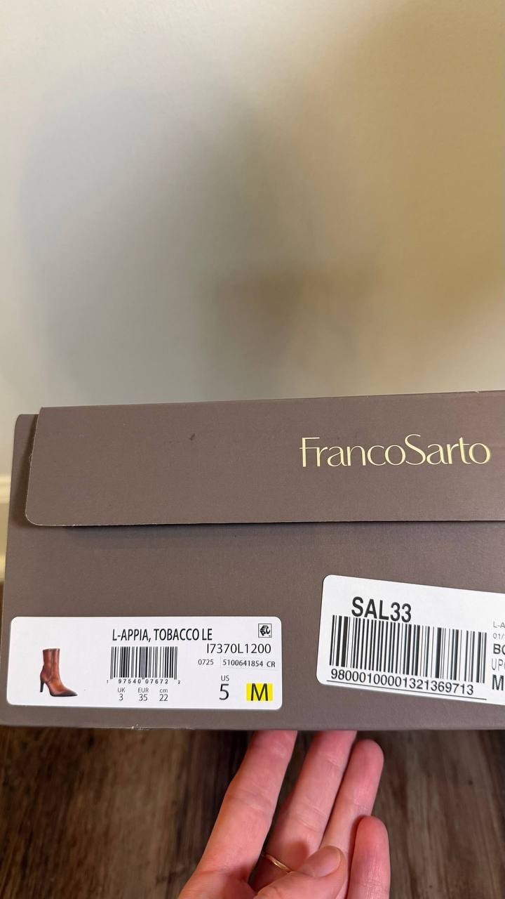Franco Sarto Toe Dress Booties – Tobacco – Size 5M – MSRP $215