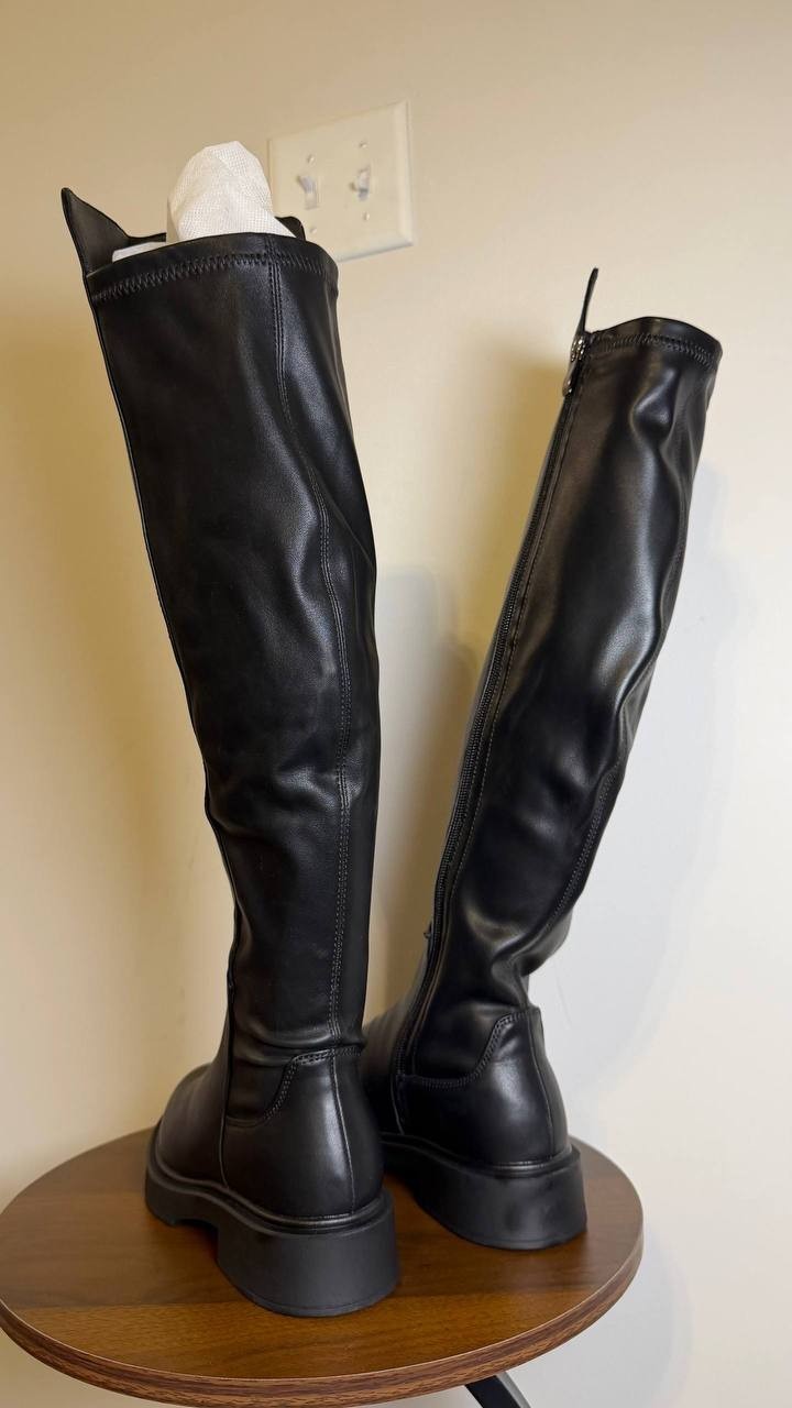G.C. Shoes Ayla Riding Boots 7 Black Vegan Leather Tall Zip NIB msrp$109.99