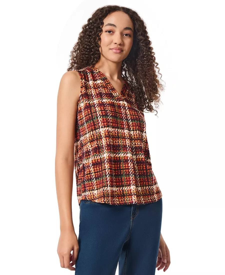 Jones New York Printed Pleat‑Front Moss Crepe Top PS NWOT Multicolor MSRP$49.95