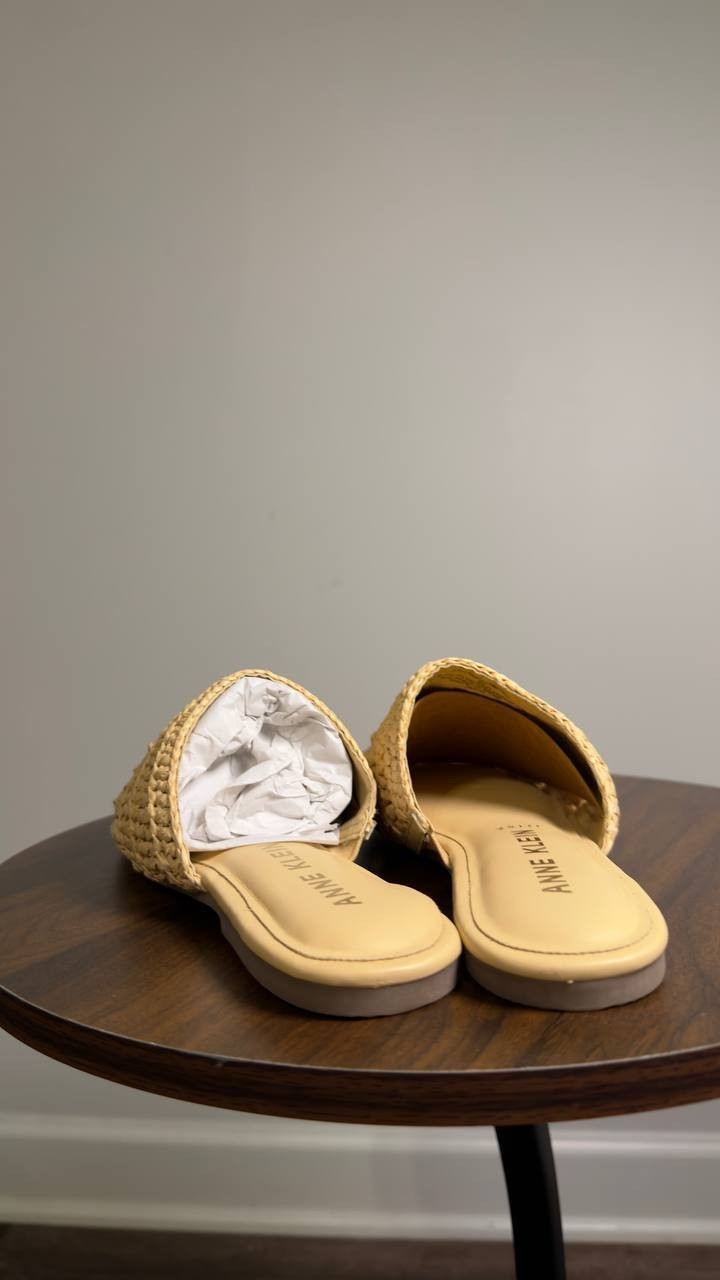 Anne  Klein  Sam  Woven  Slip‑On  Mules  Natural  8  M  NWT  $99