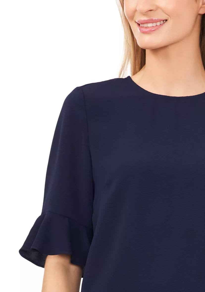 CeCe Ruffle Sleeve  Blouse Classic Navy S NWT $49