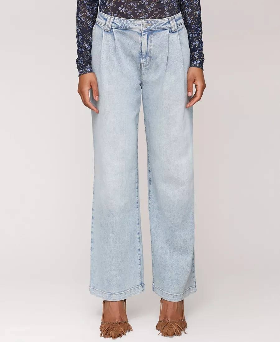 Avec Les Filles Pleat‑Front Wide‑Leg Jeans Blue Size30 NWT msrp$129