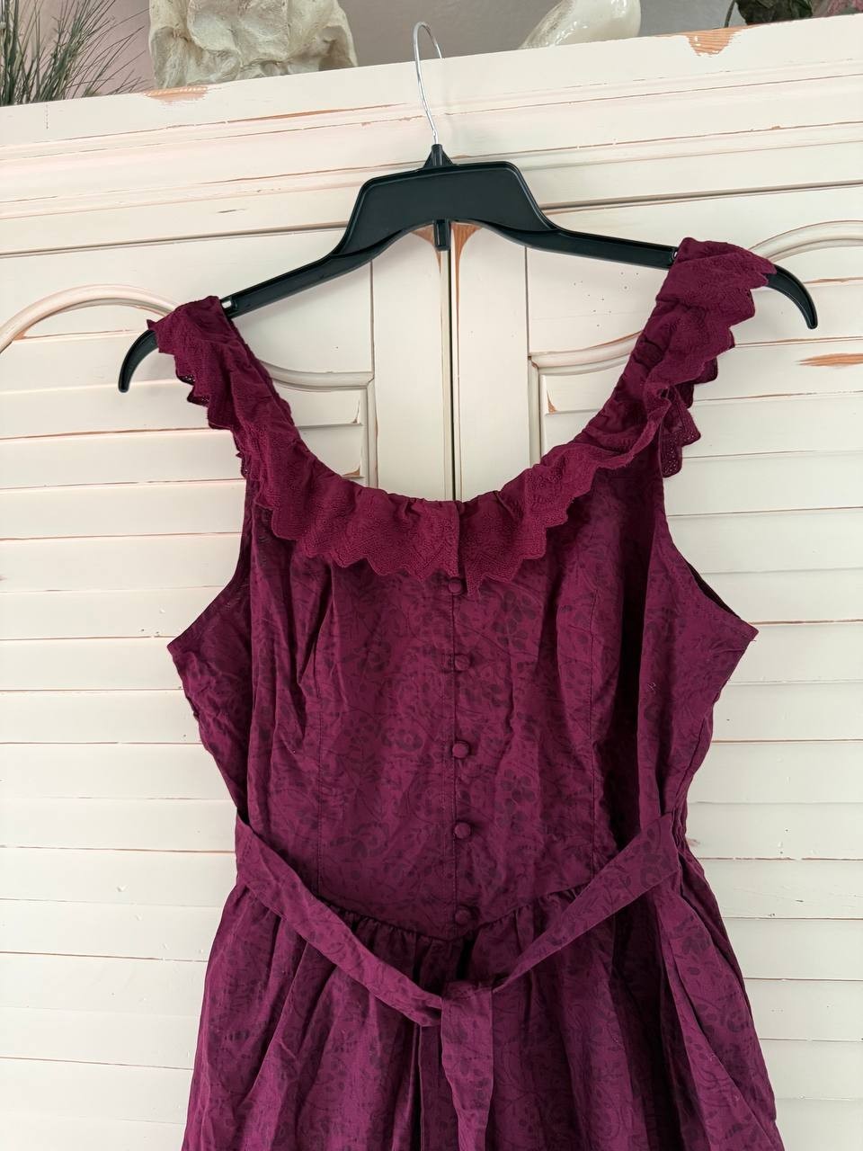 And Now This Dress PL Deep Cranberry Cotton Ruffle Scoop Maxi NWT MSRP $69