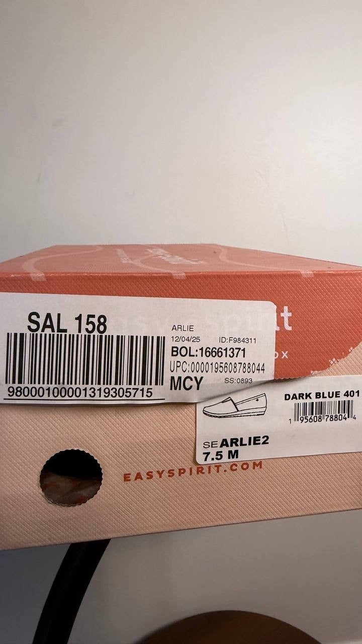 Easy Spirit Arlie Flats 7.5M Dark Blue Textile Slip‑On Lightweight NIB msrp$69