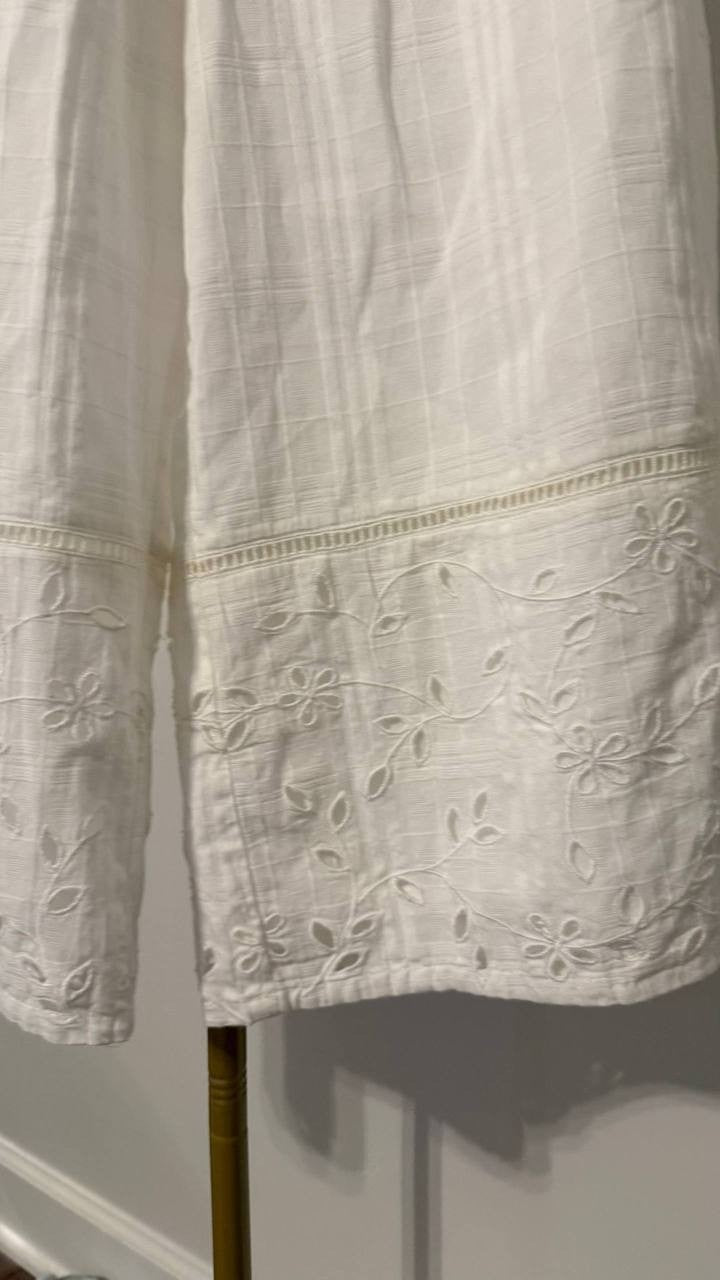 Lucky Brand Women’s High Rise Cotton Wide Leg Pants White M NWT MSRP $89.50
