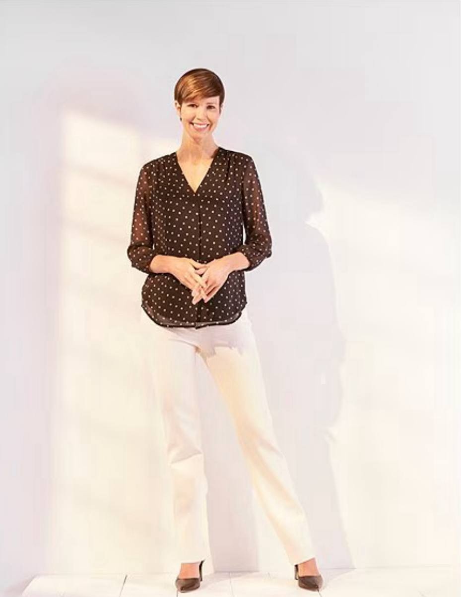 Jones New York V-Neck 3/4 Sleeve Printed Blouse Black Size XL NWT $69.50