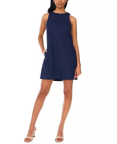 MSK Petite Women’s Sleeveless Round‑Neck Shift Dress Navy M $79 NWT