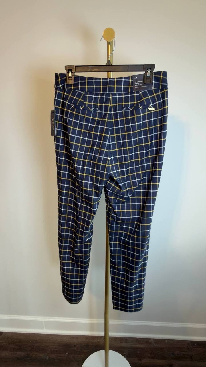 Tommy Hilfiger Sloane Mid‑Rise Ankle Pants Navy Multi 10 NWT $109
