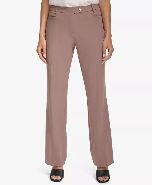 Calvin Klein Modern Fit Tab‑Front Trousers Cocoa 2 NWOT $89