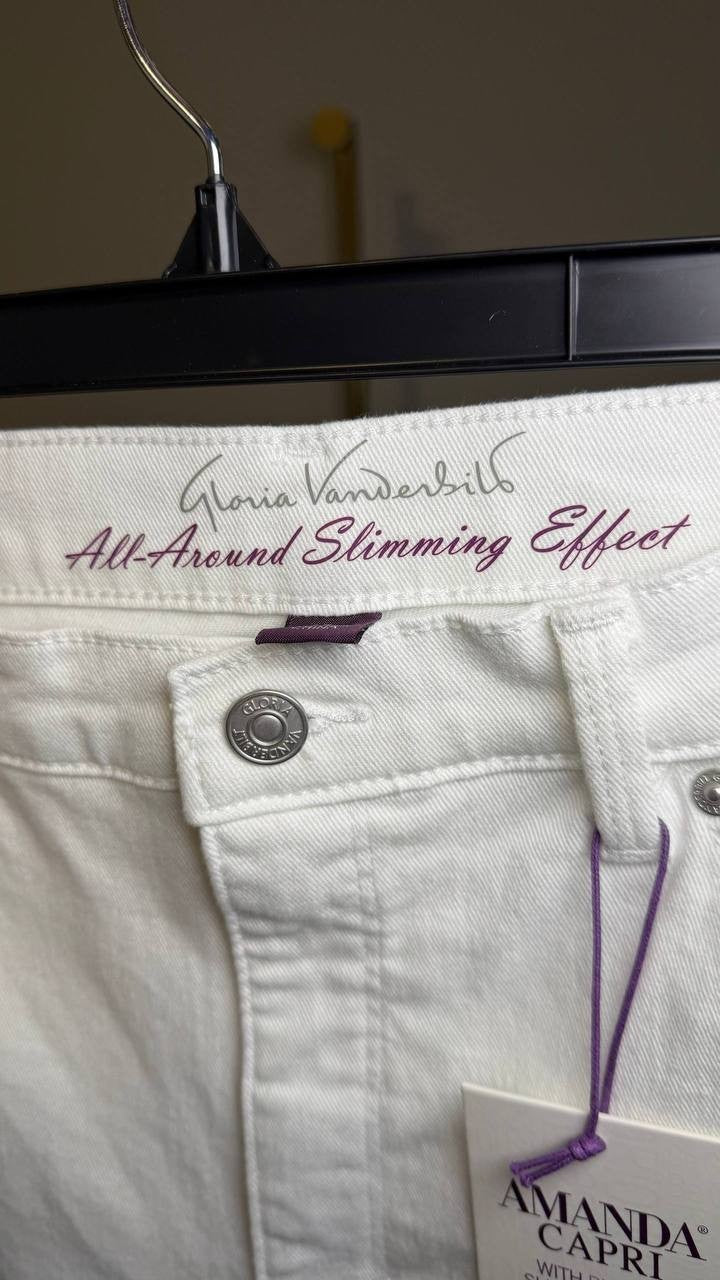 Gloria Vanderbilt Amanda Capri Slit Jeans Vintage White 14 NWT $52