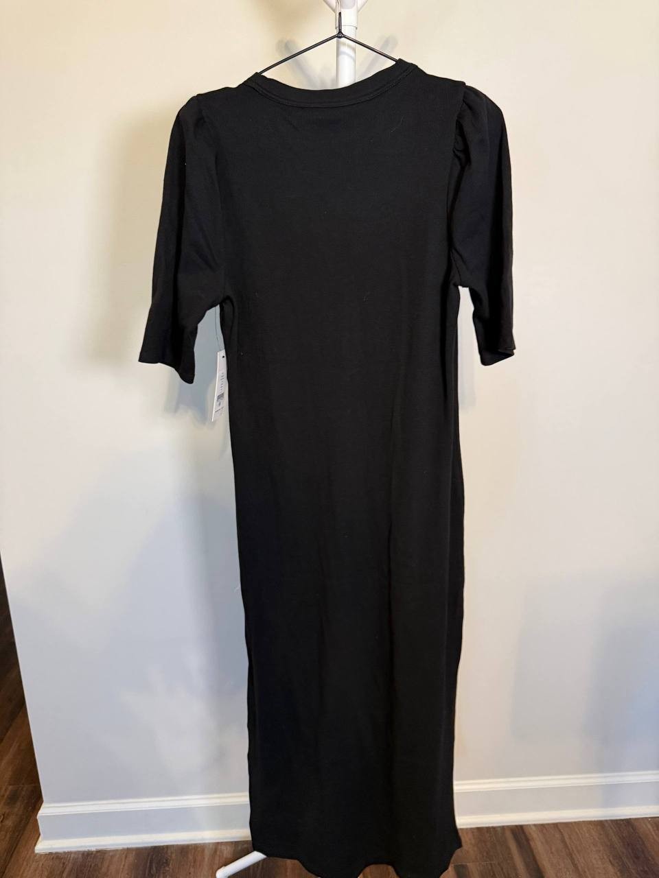 DKNY Puff‑Sleeve Henley Midi Dress- Black – Size XL – NWT – MSRP$79