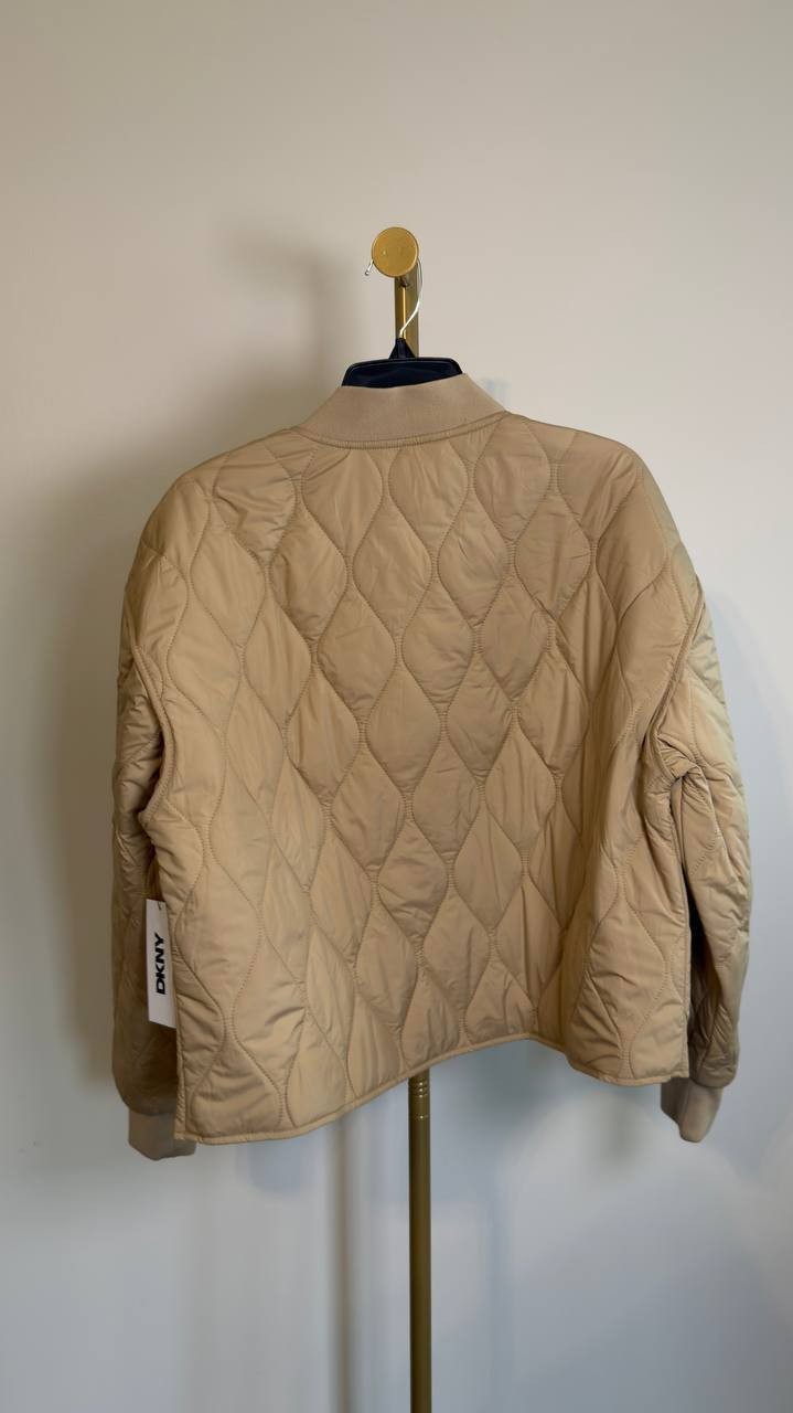 DKNY Quilted Bomber Jacket Travertine L NWT $149
