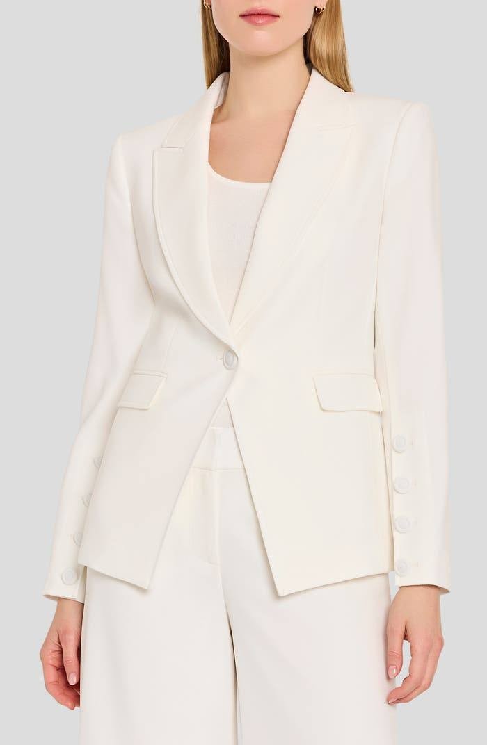 Tahari ASL Women’s Petite One‑Button Blazer White 8 $159 NWT