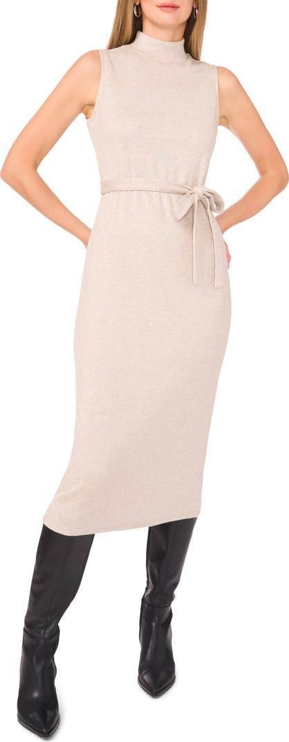 Vince Camuto Tie Waist Sweater Midi Dress Beige Sleeveless SizeXL NWT$99(a snag)