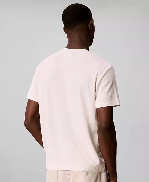 Calvin Klein Vertical Stripe Textured Crewneck T‑Shirt Tofu L NWT $59