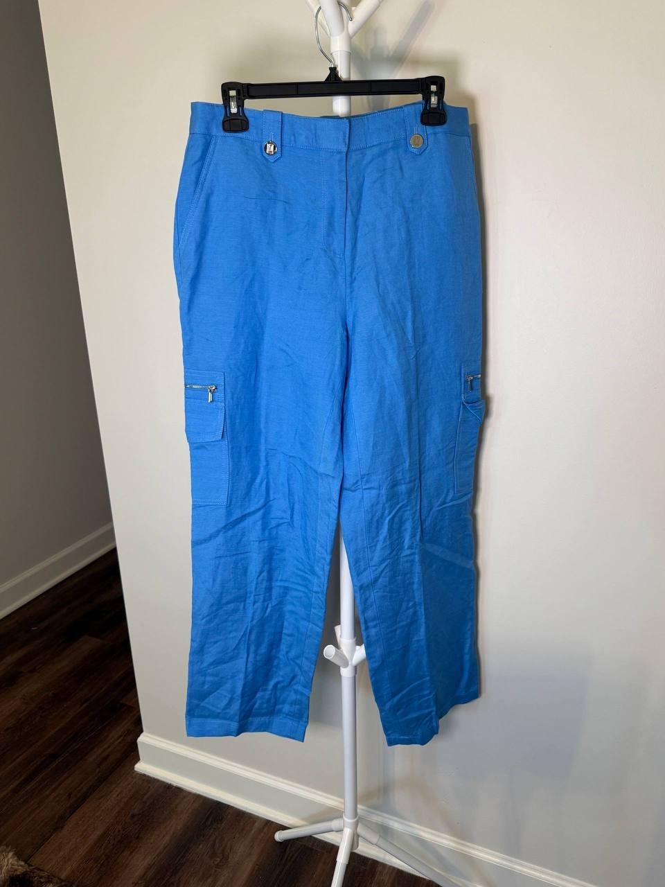 Karl Lagerfeld Paris Linen‑Blend Straight‑Leg Cargo Pants – Size 6 – NWT