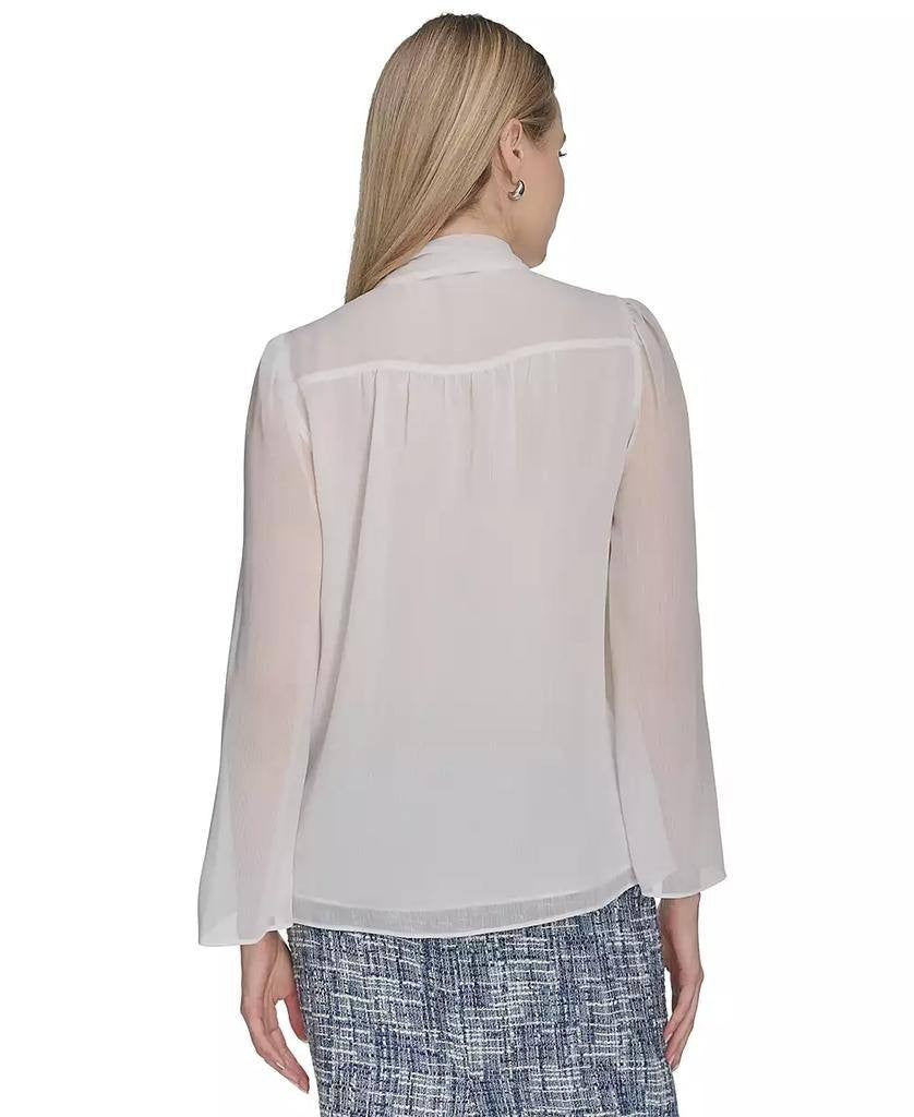Calvin Klein Long‑Sleeve Tie‑Neck Chiffon Blouse – Size L– NWOT – $89