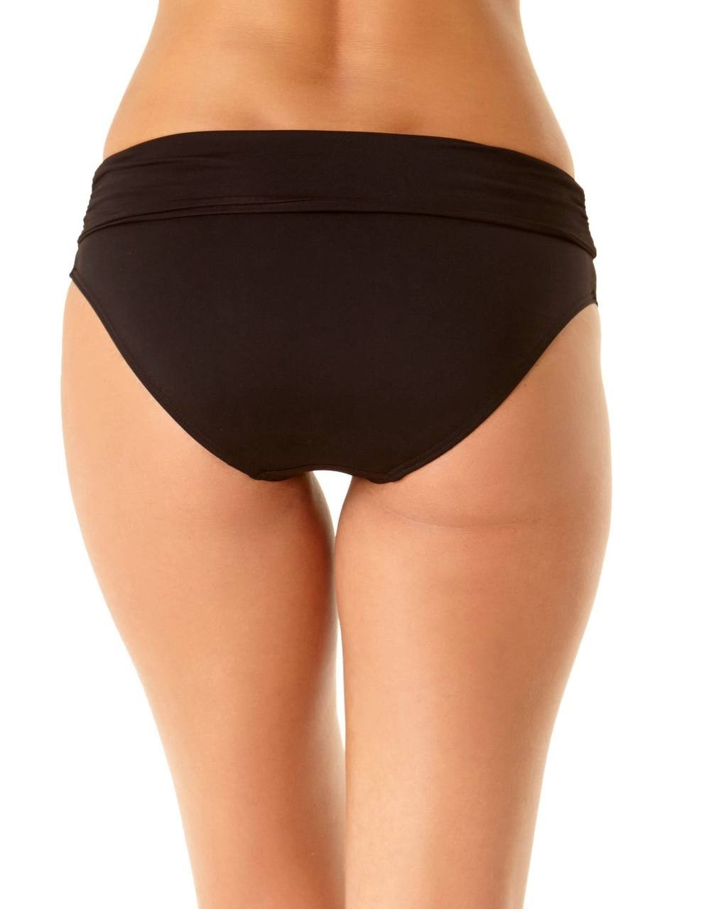 Anne Cole Convertible High Waist Shirred Swim Bottom Black L NWT $56
